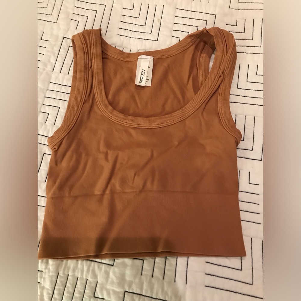 New Nikibiki deep Scoop Neck Crop Top in Arizona Tan OS